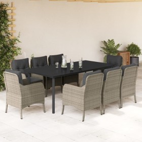 Garden dining set 9 pieces with light gray synthetic rattan cushions by , Garden sets - Ref: Foro24-3212003, Price: 1,00 €, D...