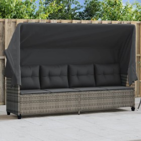 Liege mit Verdeck und grauen synthetischen Rattankissen von , Liegen - Ref: Foro24-368337, Preis: 249,99 €, Rabatt: %