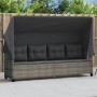 Lounger with hood and gray synthetic rattan cushions by , Loungers - Ref: Foro24-368337, Price: 248,87 €, Discount: %