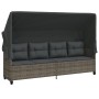 Lounger with hood and gray synthetic rattan cushions by , Loungers - Ref: Foro24-368337, Price: 248,87 €, Discount: %