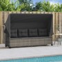 Lounger with hood and gray synthetic rattan cushions by , Loungers - Ref: Foro24-368337, Price: 248,87 €, Discount: %