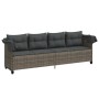 Lounger with hood and gray synthetic rattan cushions by , Loungers - Ref: Foro24-368337, Price: 248,87 €, Discount: %