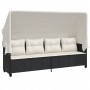 Lounger with hood and black synthetic rattan cushions by , Loungers - Ref: Foro24-368335, Price: 241,82 €, Discount: %