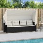 Lounger with hood and black synthetic rattan cushions by , Loungers - Ref: Foro24-368335, Price: 241,82 €, Discount: %