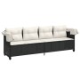 Lounger with hood and black synthetic rattan cushions by , Loungers - Ref: Foro24-368335, Price: 241,82 €, Discount: %