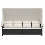 Lounger with hood and black synthetic rattan cushions by , Loungers - Ref: Foro24-368335, Price: 241,82 €, Discount: %