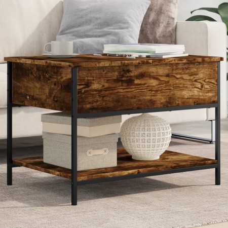 Engineered wood coffee table metal smoke oak 70x50x50 cm by , Coffee table - Ref: Foro24-845343, Price: 50,99 €, Discount: %