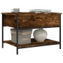 Engineered wood coffee table metal smoke oak 70x50x50 cm by , Coffee table - Ref: Foro24-845343, Price: 50,99 €, Discount: %