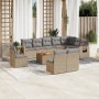 Gartensofa-Set mit beigem Kissenmix, 11-teilig aus PE-Rattan von , Gartensets - Ref: Foro24-3256948, Preis: 733,50 €, Rabatt: %