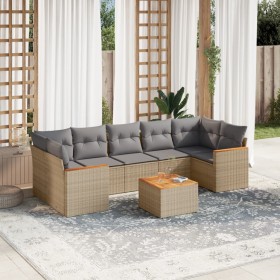 Gartensofa-Set mit beigen Kissen 8 Stück PE-Rattan von , Gartensets - Ref: Foro24-3258216, Preis: 558,51 €, Rabatt: %