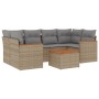 7-teiliges Gartensofa-Set und beigefarbene synthetische Rattankissen von , Gartensets - Ref: Foro24-3258202, Preis: 491,59 €,...