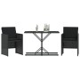 Table and chairs with cushions 3 pieces black synthetic rattan by , Garden sets - Ref: Foro24-365063, Price: 158,16 €, Discou...