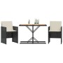 Table and chairs with cushions 3 pieces black synthetic rattan by , Garden sets - Ref: Foro24-365068, Price: 180,73 €, Discou...