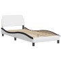 Estructura de cama con cabecero cuero sintético blanco y negro de , Camas y somieres - Ref: Foro24-373124, Precio: 124,17 €, ...