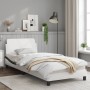 Bed frame with black and white synthetic leather headboard by , Beds and slatted bases - Ref: Foro24-373124, Price: 115,99 €,...