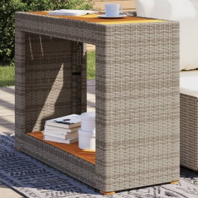 Garden side table with gray PE rattan wood top 100x40x75 cm by , Garden tables - Ref: Foro24-366307, Price: 112,99 €, Discoun...