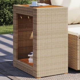 Garten-Beistelltisch mit beigefarbener PE-Rattanholzplatte 60x40x75 cm von , Gartentische - Ref: Foro24-366305, Preis: 83,80 ...