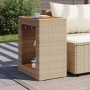 Mesa auxiliar jardín tapa madera ratán PE beige 60x40x75 cm de , Mesas de jardín - Ref: Foro24-366305, Precio: 83,99 €, Descu...