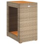 Mesa auxiliar jardín tapa madera ratán PE beige 60x40x75 cm de , Mesas de jardín - Ref: Foro24-366305, Precio: 83,99 €, Descu...