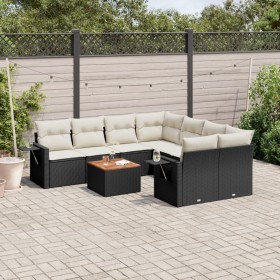 8-teiliges Gartensofa-Set und schwarze synthetische Rattankissen von , Modulare Sofas für den Außenbereich - Ref: Foro24-3224...