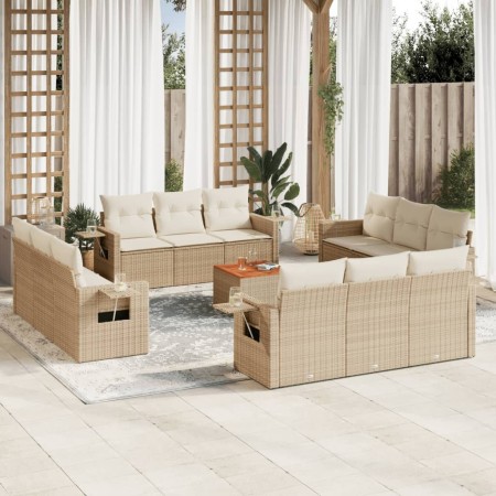 Set sofás de jardín con cojines 13 pzas ratán sintético beige de , Sofás modulares de exterior - Ref: Foro24-3224497, Precio:...