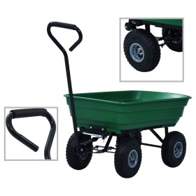 Carrito de mano basculante para jardín 300 kg 75 L verde de vidaXL, Carretillas de carga - Ref: Foro24-145507, Precio: 130,09...