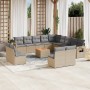 Set sofás de jardín 14 pzas con cojines ratán sintético beige de , Sofás modulares de exterior - Ref: Foro24-3224820, Precio:...