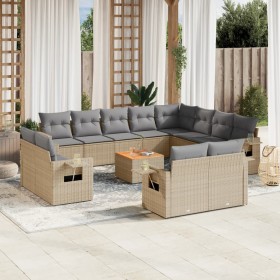 Gartensofa-Set mit Kissen, 13-teilig, beiges synthetisches Rattan von , Modulare Sofas für den Außenbereich - Ref: Foro24-322...