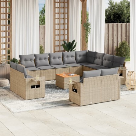 Set sofás de jardín con cojines 13 pzas ratán sintético beige de , Sofás modulares de exterior - Ref: Foro24-3224834, Precio:...