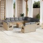 14-teiliges Gartensofa-Set mit beigen synthetischen Rattankissen von , Modulare Sofas für den Außenbereich - Ref: Foro24-3224...