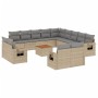 14-teiliges Gartensofa-Set mit beigen synthetischen Rattankissen von , Modulare Sofas für den Außenbereich - Ref: Foro24-3224...