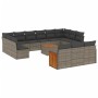 Gartensofa- und Kissenset 14-teilig aus grauem synthetischem Rattan von , Gartensets - Ref: Foro24-3228146, Preis: 926,92 €, ...