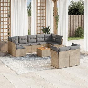 Gartensofa-Set mit beigen Kissen, 10-teilig, synthetisches Rattan von , Gartensets - Ref: Foro24-3256143, Preis: 690,38 €, Ra...