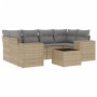 7-teiliges Gartensofa-Set und beigefarbene synthetische Rattankissen von , Gartensets - Ref: Foro24-3254656, Preis: 552,56 €,...