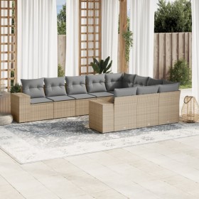 Gartensofa-Set mit beigen Kissen, 10-teilig, synthetisches Rattan von , Gartensets - Ref: Foro24-3255426, Preis: 723,92 €, Ra...