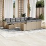 11-teiliges Gartensofa-Set mit beigen synthetischen Rattankissen von , Gartensets - Ref: Foro24-3255466, Preis: 779,86 €, Rab...