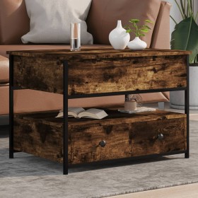 Engineered wood coffee table metal smoke oak 70x50x50 cm by , Coffee table - Ref: Foro24-845383, Price: 94,55 €, Discount: %