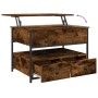 Engineered wood coffee table metal smoke oak 70x50x50 cm by , Coffee table - Ref: Foro24-845383, Price: 87,62 €, Discount: %