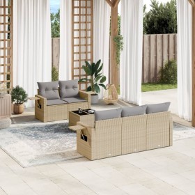 Gartensofa-Set mit Kissen, 6-teilig, beiges synthetisches Rattan von , Gartensets - Ref: Foro24-3219898, Preis: 463,22 €, Rab...