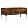 Engineered wood coffee table metal smoke oak 100x50x45cm by , Coffee table - Ref: Foro24-845413, Price: 62,18 €, Discount: %