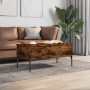 Engineered wood coffee table metal smoke oak 100x50x45cm by , Coffee table - Ref: Foro24-845413, Price: 62,18 €, Discount: %