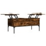 Engineered wood coffee table metal smoke oak 100x50x45cm by , Coffee table - Ref: Foro24-845413, Price: 62,18 €, Discount: %