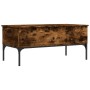 Engineered wood coffee table metal smoke oak 100x50x45cm by , Coffee table - Ref: Foro24-845413, Price: 62,18 €, Discount: %