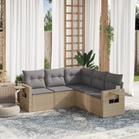 Gartensofa-Set mit Kissen, 5-teilig, beiges synthetisches Rattan von , Gartensets - Ref: Foro24-3220148, Preis: 367,99 €, Rab...