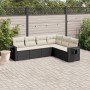 6-teiliges Gartensofa-Set und schwarze synthetische Rattankissen von , Gartensets - Ref: Foro24-3220205, Preis: 411,55 €, Rab...