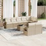 9-teiliges Gartensofa-Set mit beigen synthetischen Rattankissen von , Gartensets - Ref: Foro24-3220427, Preis: 729,91 €, Raba...