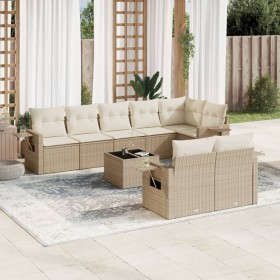 Set de sofás de jardín 9 pzas con cojines ratán sintético beige de , Conjuntos de jardín - Ref: Foro24-3220427, Precio: 727,9...