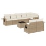 9-teiliges Gartensofa-Set mit beigen synthetischen Rattankissen von , Gartensets - Ref: Foro24-3220427, Preis: 727,99 €, Raba...