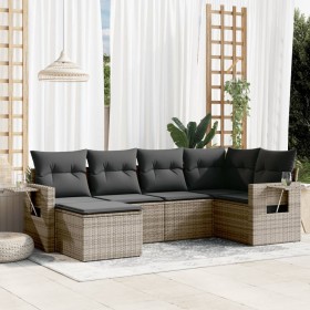 6-piece garden furniture set and gray synthetic rattan cushions by , Garden sets - Ref: Foro24-3220459, Price: 388,85 €, Disc...