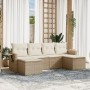 Gartensofa-Set mit Kissen, 6-teilig, beiges synthetisches Rattan von , Gartensets - Ref: Foro24-3220517, Preis: 434,50 €, Rab...